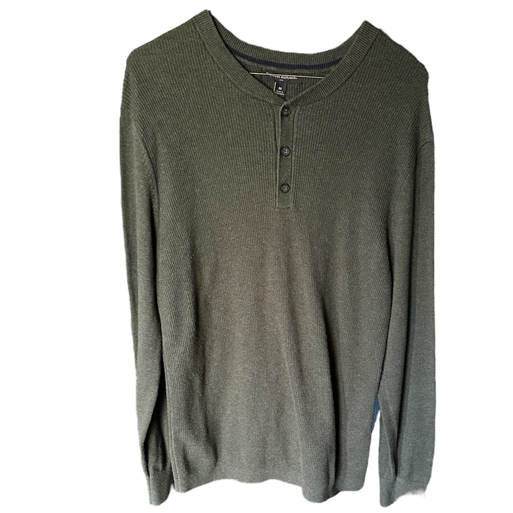 Banana Republic waffle knit Henley olive long sleeve shirt